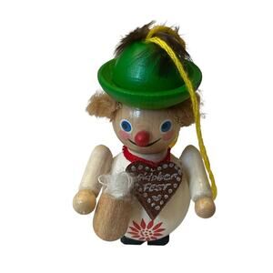 Vintage Steinbach Oktoberfest Wooden Ornament Handmade Germany In Box Beer